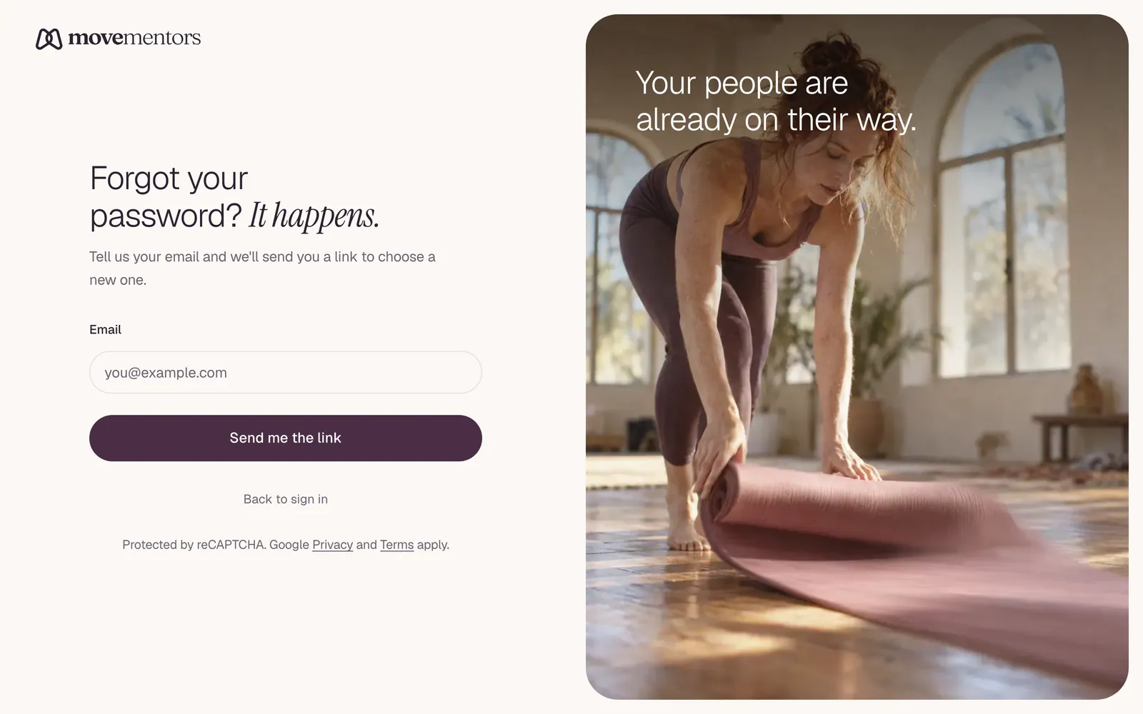 Enter your email here and we send you a link to choose a new password.