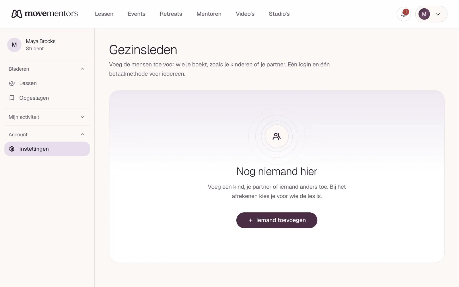 Gezinsleden in je accountinstellingen.
